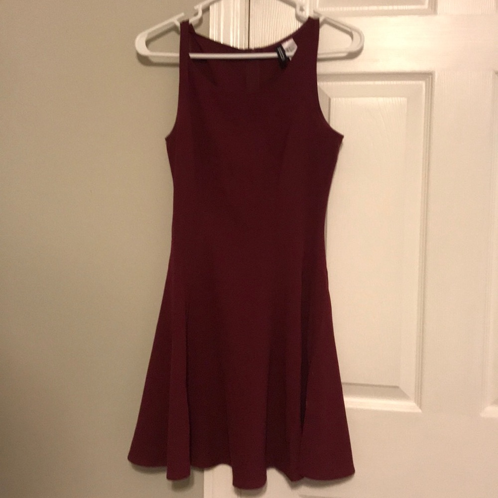 Maroon/ burgundy fit and flare dress